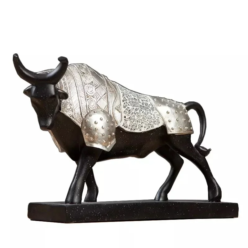 MGT-American Retro Bullfighting Ornaments, Armored Bull Statue, Sculpture, Home Furnishings, Crafts