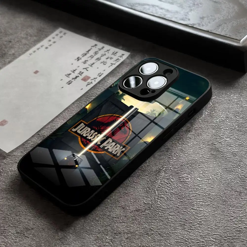 World Jurassic Park Phone Case for iPhone 13 Pro Max 14 Plus 12 Mini 11 15 X XR XS 8 7 Plus SE Tempered Glass Back Cover