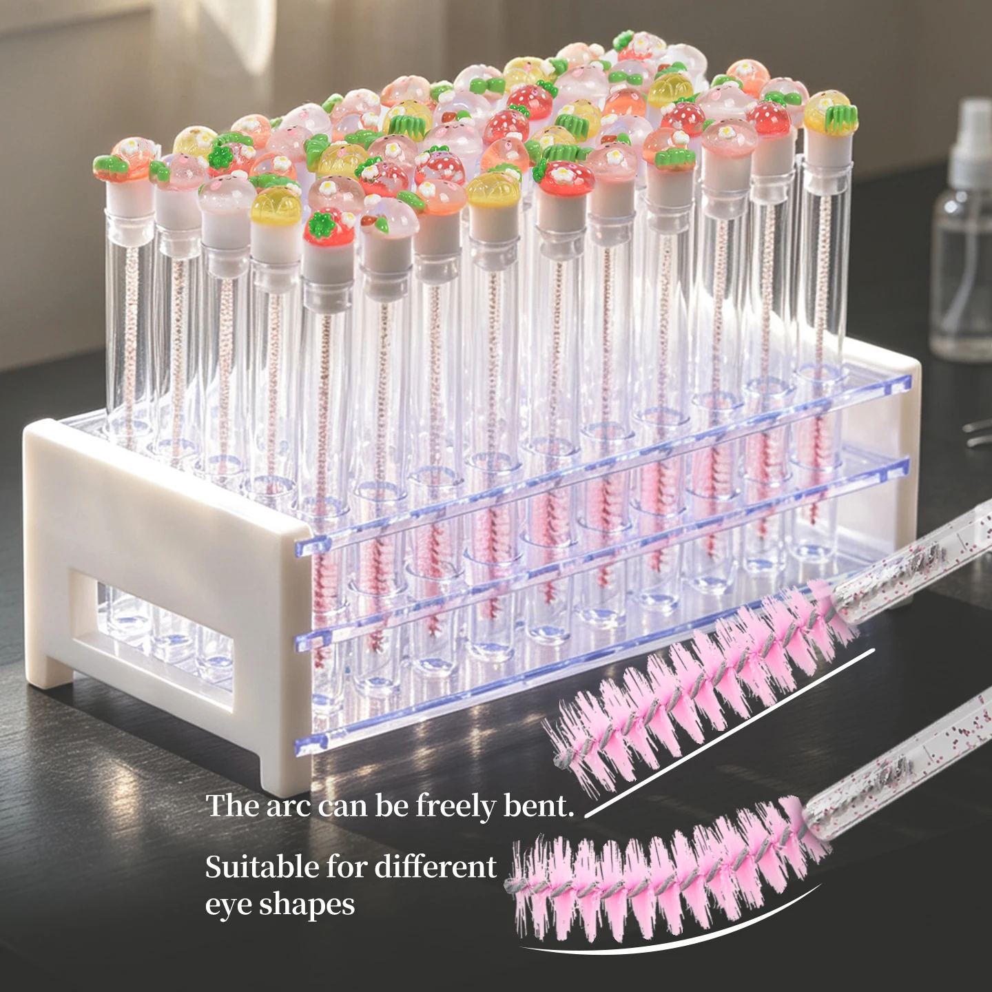 10Pcs Cute Fruit Reusable Eyelash Brush Tube Mascara Wand Spoolie Eyelash Extension Brow Brush Kawaii Travel Washable Makeup Too - view 6