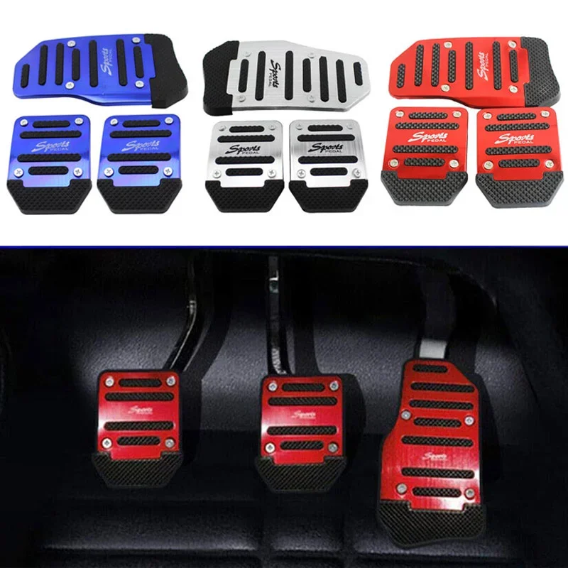 3Pcs Non-slip Car Pedal Cars Manual Series Automatic Brake Accelerator Non-slip Aluminum Foot Rest Pedal Pad Kit Car Accessories