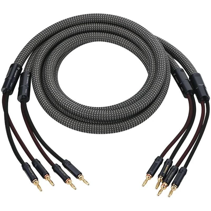 

6N OFC Audio HiFi Speaker Cable with Copper Gold-Plated Banana Spade Plug