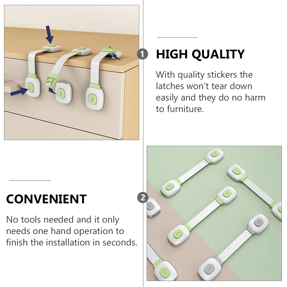 

4pcs Cabinet Locks Child Safety Straps Drawer Toilet Freezer Locks Adhesive Proof Latches niture Strap Protector Easy