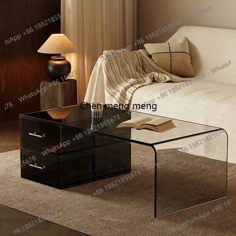 

Acrylic coffee table living room household small apartment minimalist modern tea table with drawers