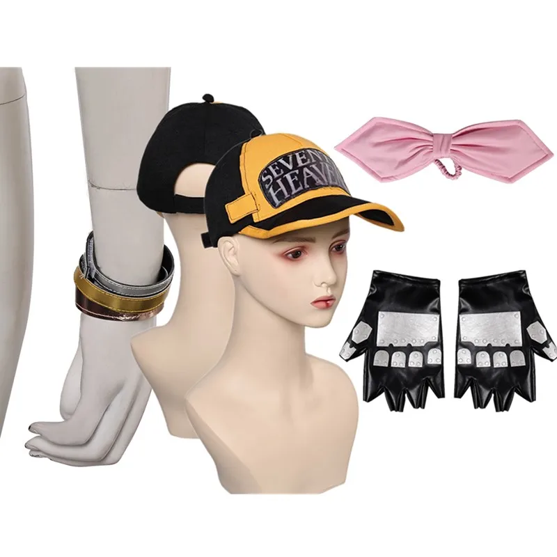 Tifa Lockhart Cosplay Hat Baseball Cap Gloves Fantasy Aerith Bracelet Headband Halloween Carnival Party Costume Accessories