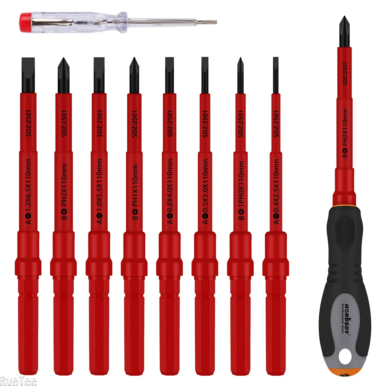 Insulated 9-Piece Screwdriver CR-V Material Multifunctional Set Prevent Bending Wear-Resistant Handle Insulated Electrician Tool