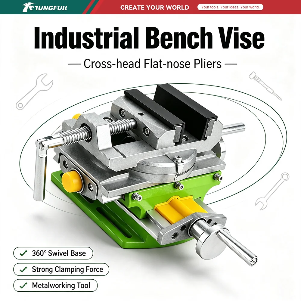TUNGFULL 2-in-1 Milling and Drilling Precision Vise with Swivel Base and Aluminum Alloy Compound Worktable