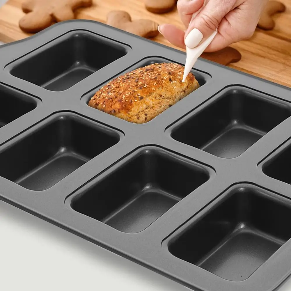 

8-Cavity Mini Loaf Brownie Pans Non-Stick DIY Muffin Dessert Tray Easy Release Reusable Mini Bread Baking Mold Baking Tool