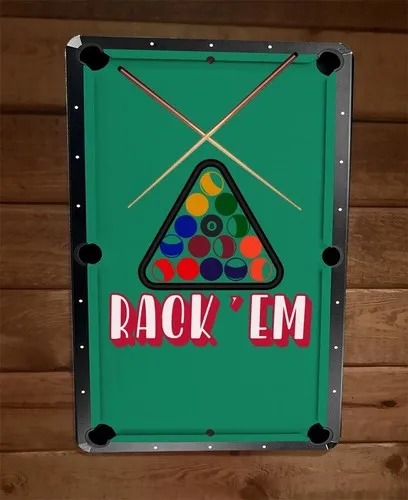 Rack Em Pool Billiards  Metal Wall Sign Poster