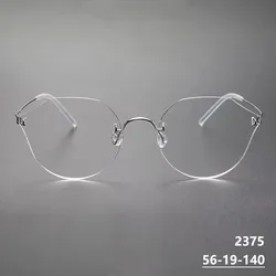 Denmark Brand Rimless Glasses Frame Men Screwless Pure Titanium Ultralight Irregular Round Eyeglasses Women Frameless Spectacles