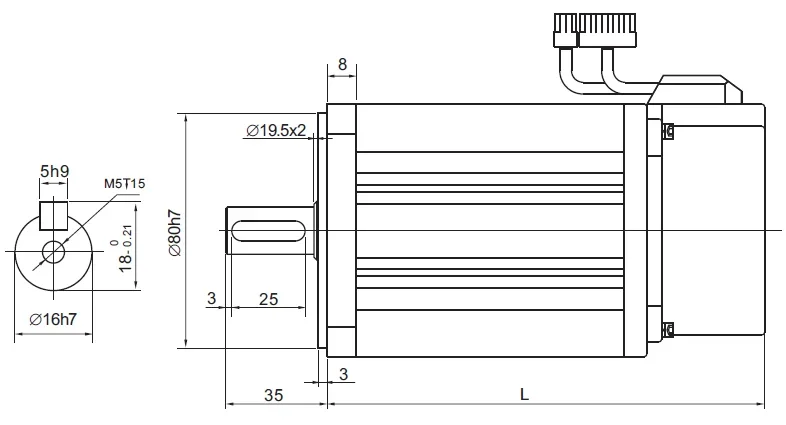 Servo motor para fresadora CNC, preço de fábrica, 750W, 2.4NM, 3000RPM, 0.75KW, 90mm