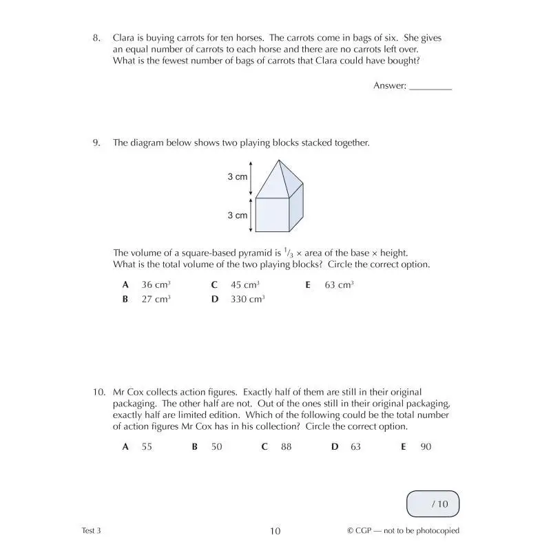 11 GL 10 دقائق اختبارات الرياضيات مشاكل الكلمات الذين تتراوح أعمارهم بين 1011 كتاب 1 مع الطبعة عبر الإنترنت كتب CGP 9781789082050 #5