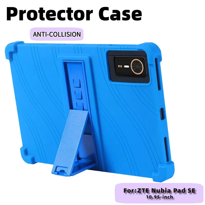 ZTE Nubia Pad SE 10.95-inch Tablet Case, Soft Silicone Shockproof Cover with Adjustable Stand for Kids