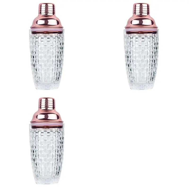 

A008 3X 13Oz Glass Cocktail Shaker Set - Glass Shaker For Cocktails, Drink Shakers Cocktail And Cocktail Shakers Rose Gold