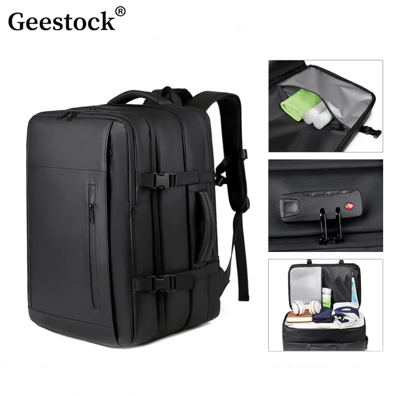 Expandable Backpack Men Women Travel Business Commute Laptop Bag Vacuum Compression Large Capacity Carry On Backpack With Lock