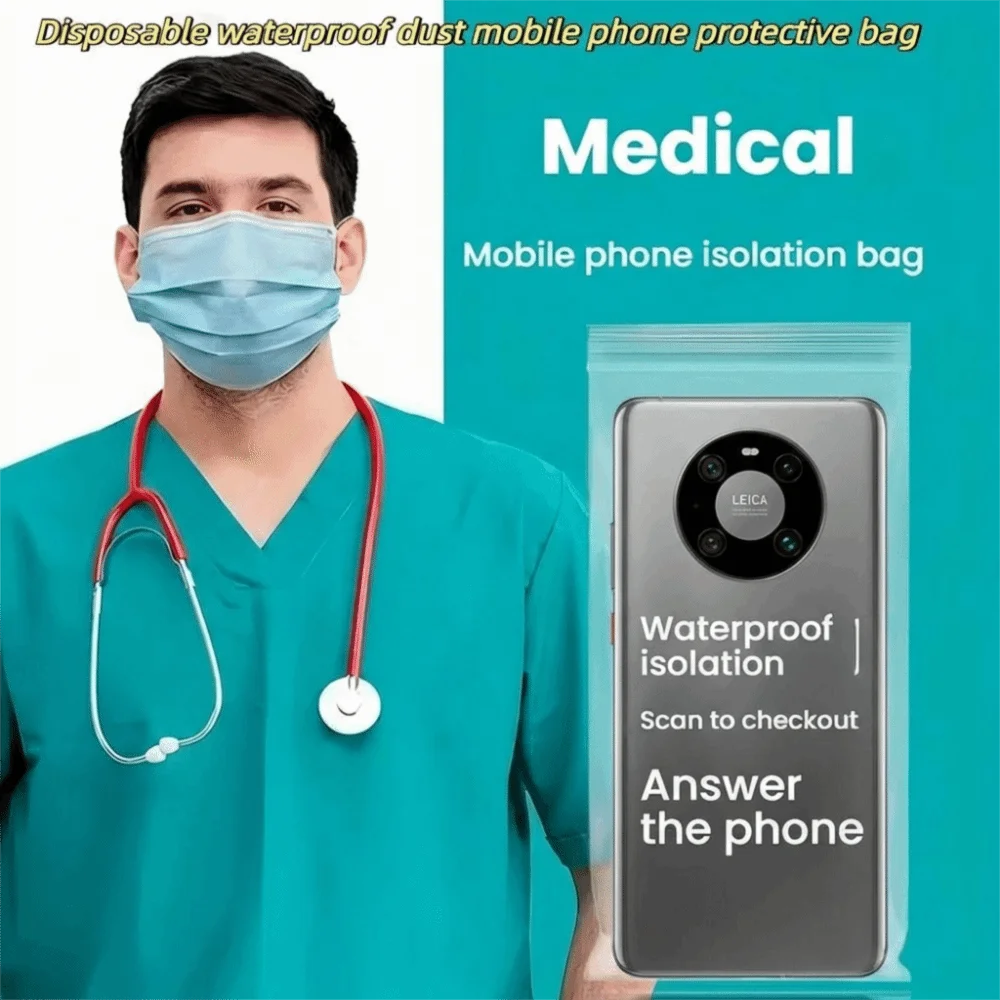 Transparent Material Waterproof Phone Bags Self-Sealing Closure Waterproof Design Transparent Phone Bags Multi-Pack