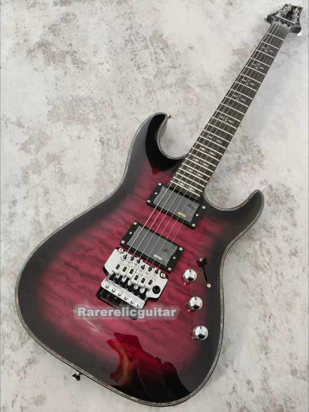 High Quality 6-string Schecter Purple Electric Guitar, Double-locking Tremolo Bridge, EMG Pickups, Active 9V Battery Box