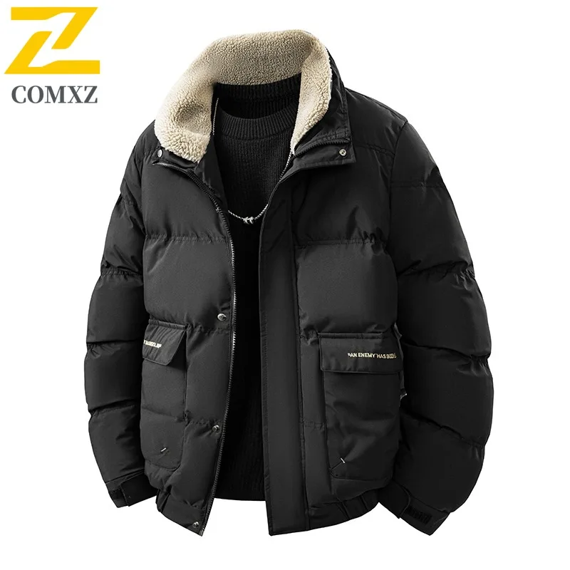

COMXZ Мужская стеганая куртка, модная ветрозащитная парка с воротником-стойкой для пешего туризма и путешествий, уличная морозостойкая зимняя новая одежда премиум-класса