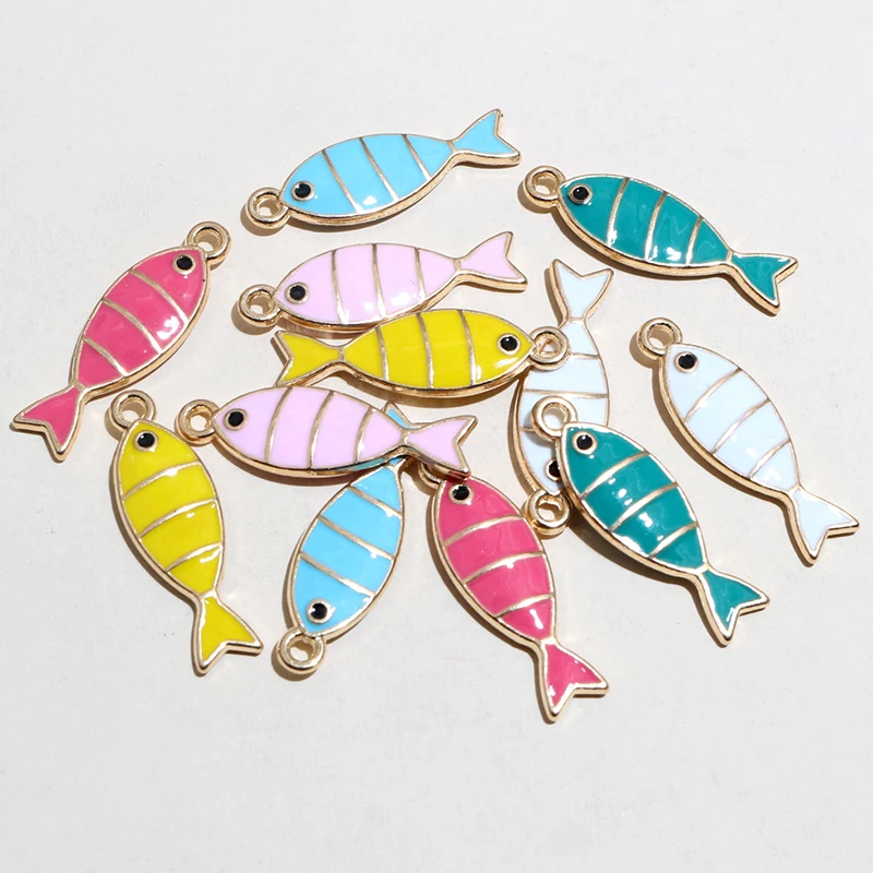 20pcs 23x7mm Enamel Fish Charms Pendant DIY Jewelry Making Accessories Findings for Earrings Necklace Bracelets image 5
