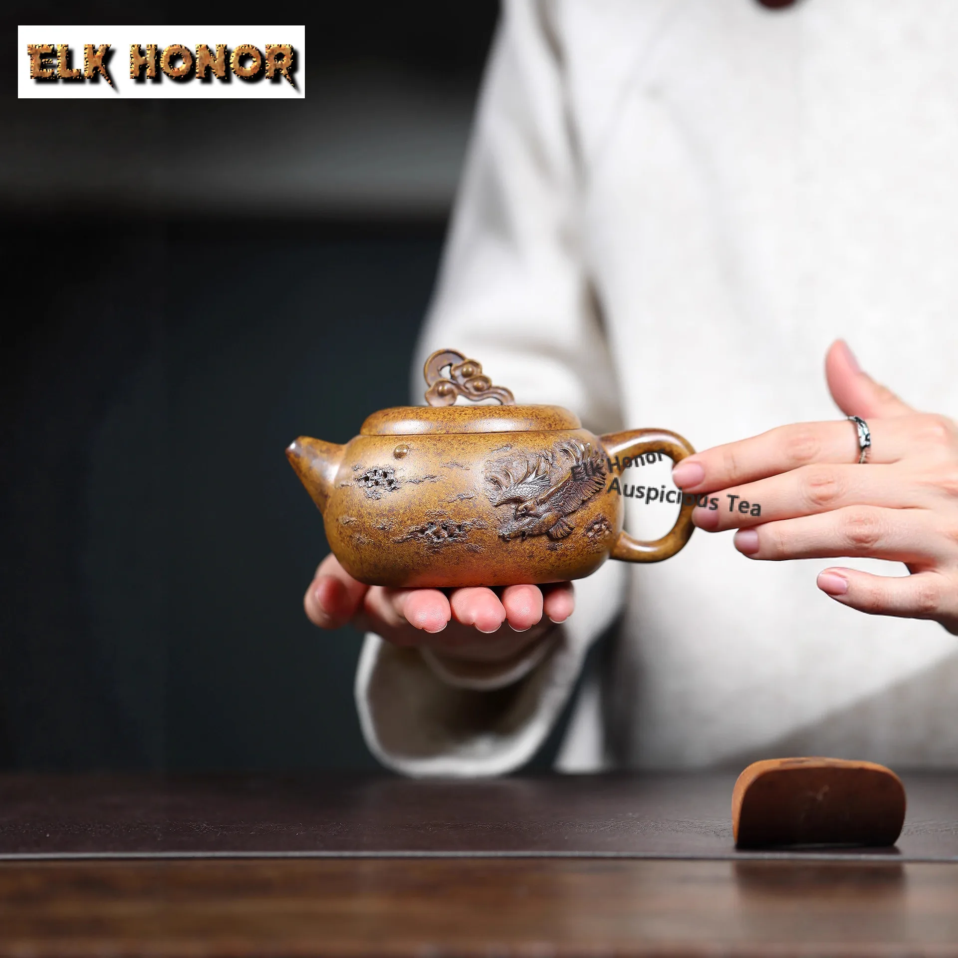 250ml Exquisite Yixing Purple Clay Teapots Handmade Dragon Bone Pot Raw Ore Gold Sand Mud Kettle With Infuser Chinese Zisha Gift
