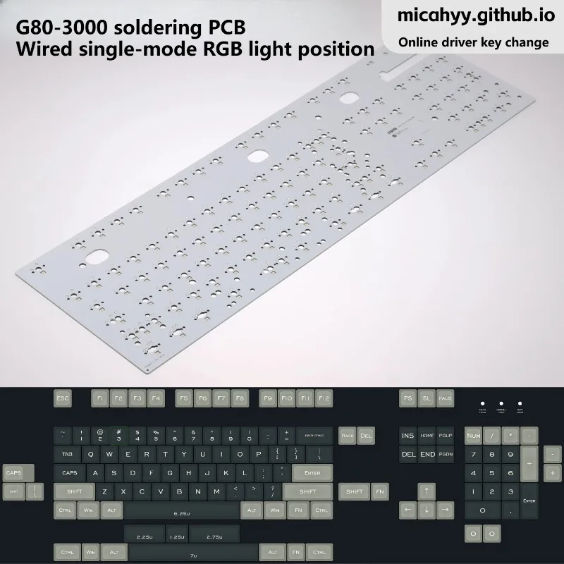 

Cherry G80-3000 Wired Single-mode RGB Solder PCB Customized Gaming and Office Machinery Keyboard Accessories Support VIA 108keys