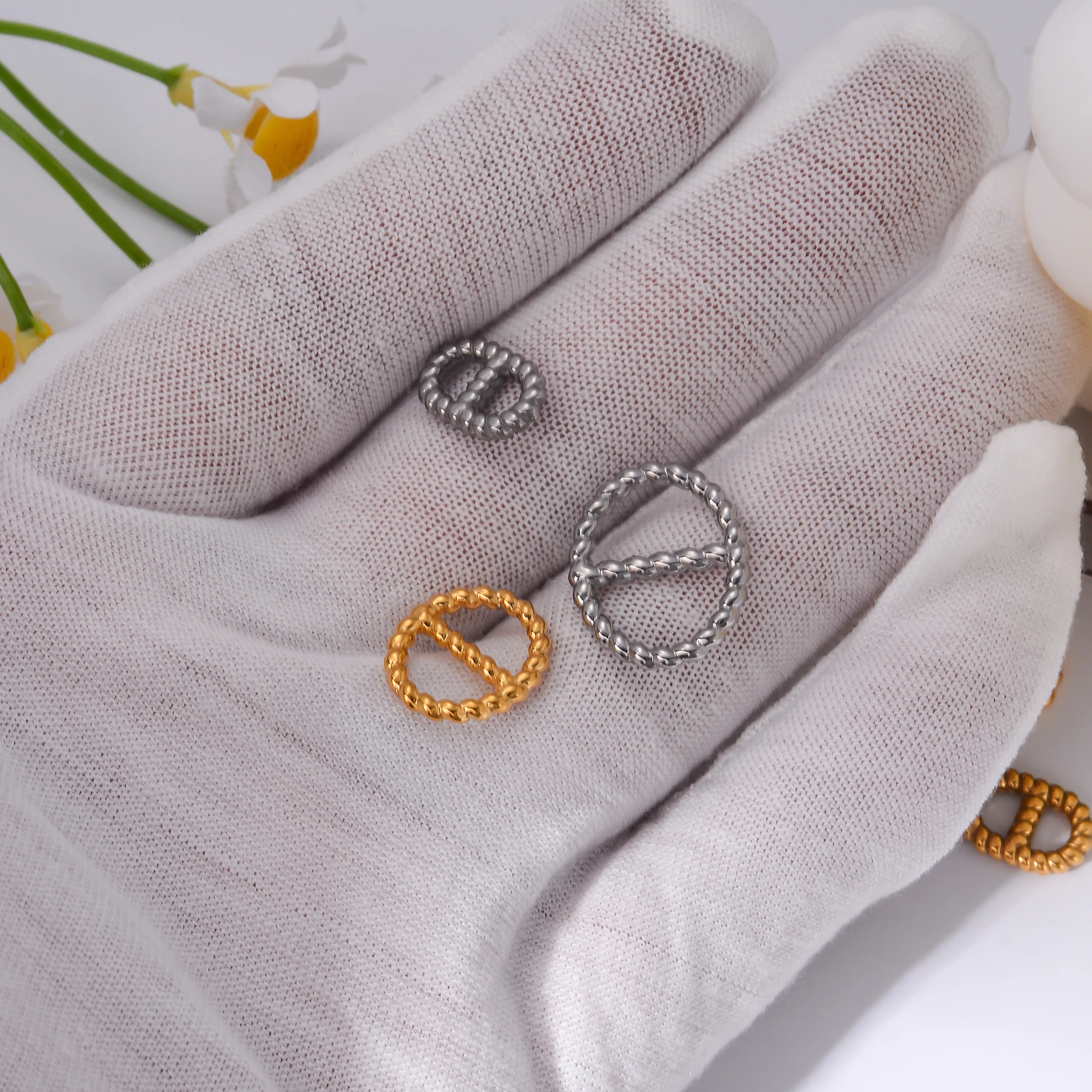 10 Stück/Set, Edelstahl-Verbindungsstücke, Anhänger in Goldfarbe, geometrische Form, Schweinenasen-Charms für die Herstellung von Halsketten, Armbändern und Schmuck im DIY-Stil. – Detail 6
