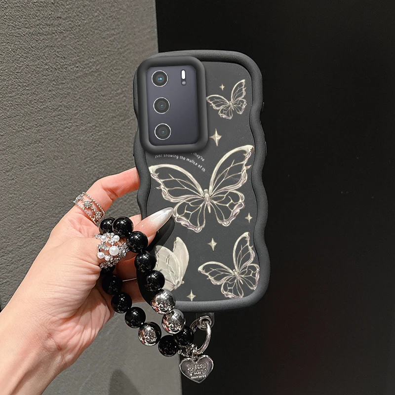 حافظة شفافة على شكل فراشة كاجوال مرنة أنيقة وحبل مناسبة لهاتف OPPO A53s 5G مثالية لـ Reno F A 1 15 21 55 8 5