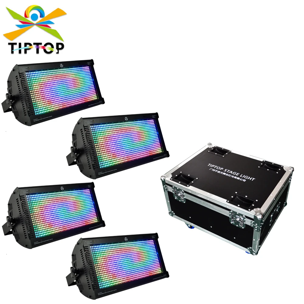 4IN1 Flight Case Pack 1000W RGB Color Stage Strobe Light DMX512 Control Professional Flash Disco DJ Light Pixel Control