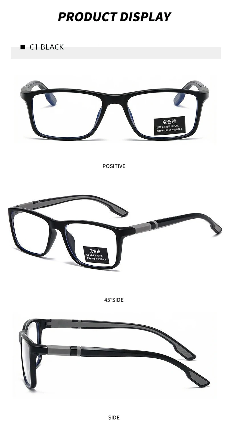 Klassische Quadratische Photochrome Lesebrille Männer Frauen Ultra Licht Presbyopie Brille Mode Anti-blaues Licht Gläser – Detail 8