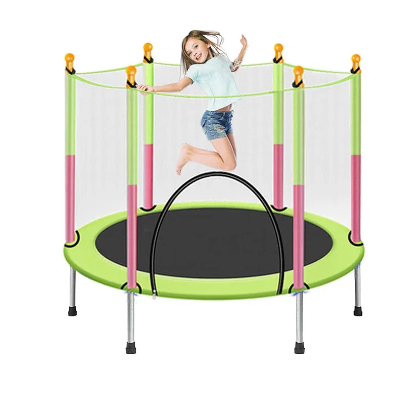 Kids indoor playground items round  mini trampoline with net