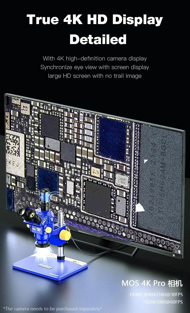 Mechanic E3-B11 7x-60x Simul-Focal Trinocular Stereo Zoom Microscope For Microscopic Inspection Picturing Video Recording