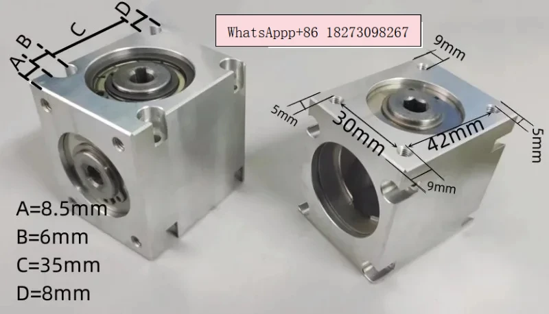 90 degree right angle transmission reversing gearbox speed ratio 1:1 umbrella gear angle reducer shaft hole keyway/hexagon