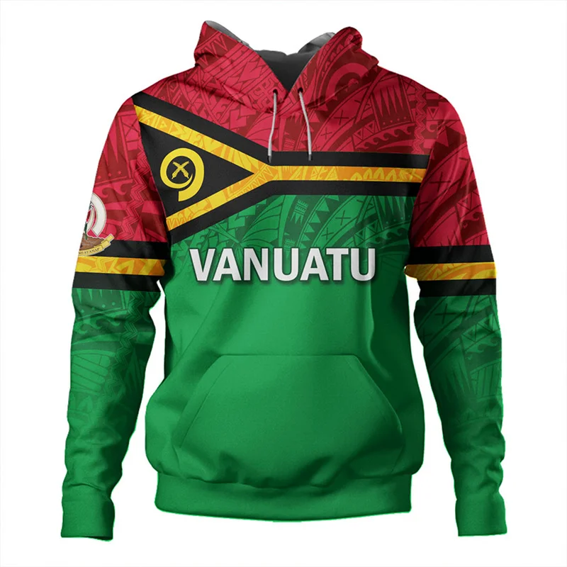 3D Epi Seal Of Vanuatu Polynesian Patterns Print Hoodies For Men Vanuatu Coat Of Arms Graphic Hooded Hoody Pullover Clothing Top