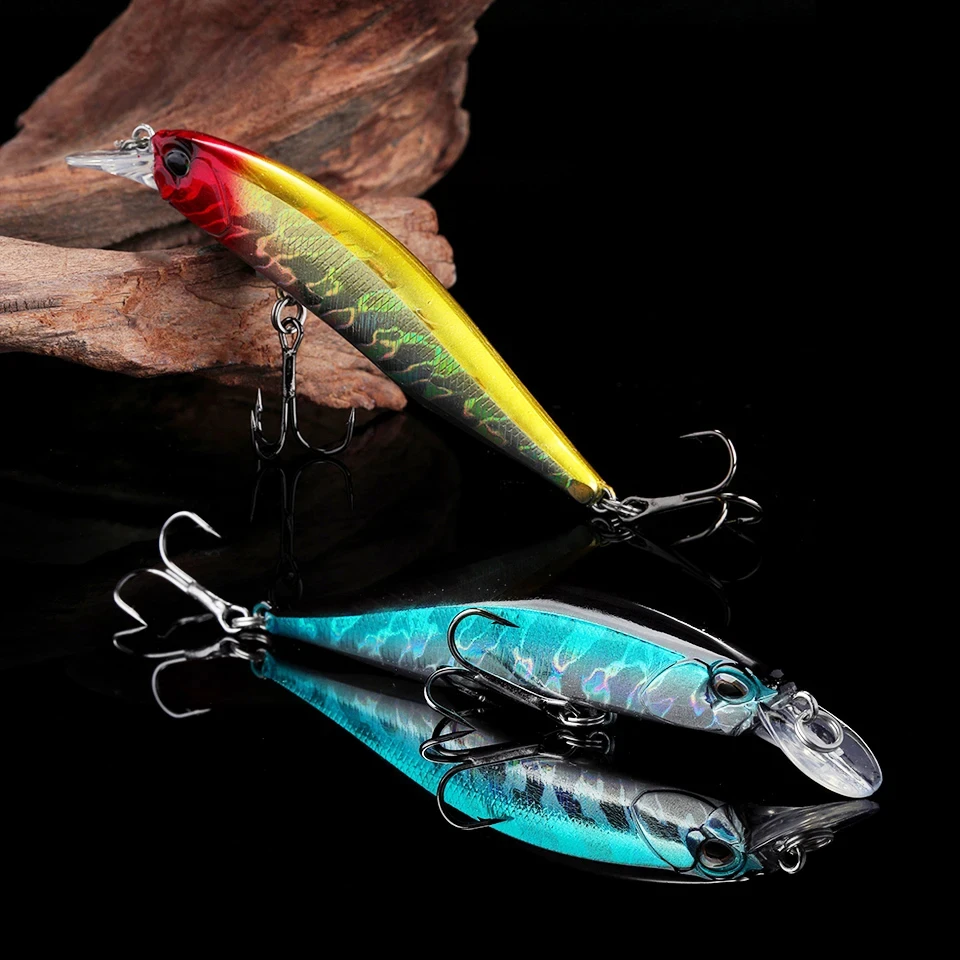 WALK FISH Floating Minnow Fishing Lure 85mm 8g 3D Eyes Crankbait Wobblers Artificial Hard Bait Bass Pike Jerkbait Fishing Tackle