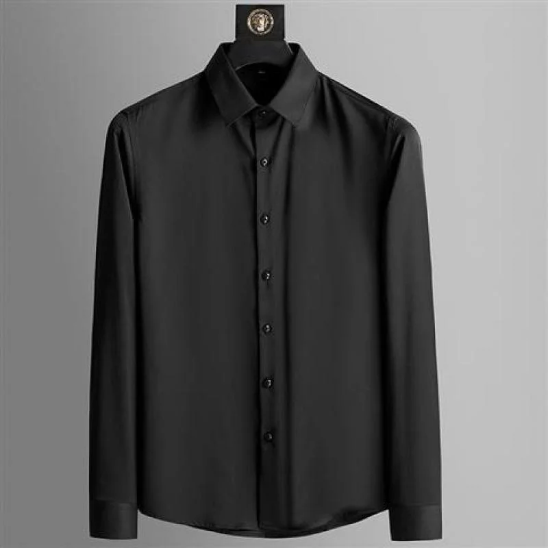 Career Slim Thin Style Ice Shreds Business Casual Formal Dress Anti-wrinkle Ventilate Men\'s Long Sleeved Shirt Summer 2024