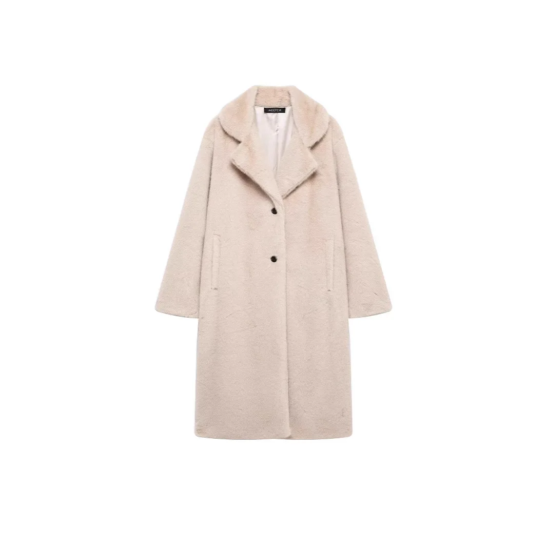 Winter Women High Quality Faux Rabbit Fur Coat Luxury Long Fur Coat Loose Lapel OverCoat Thick Warm Plus Size Female Plush Coats