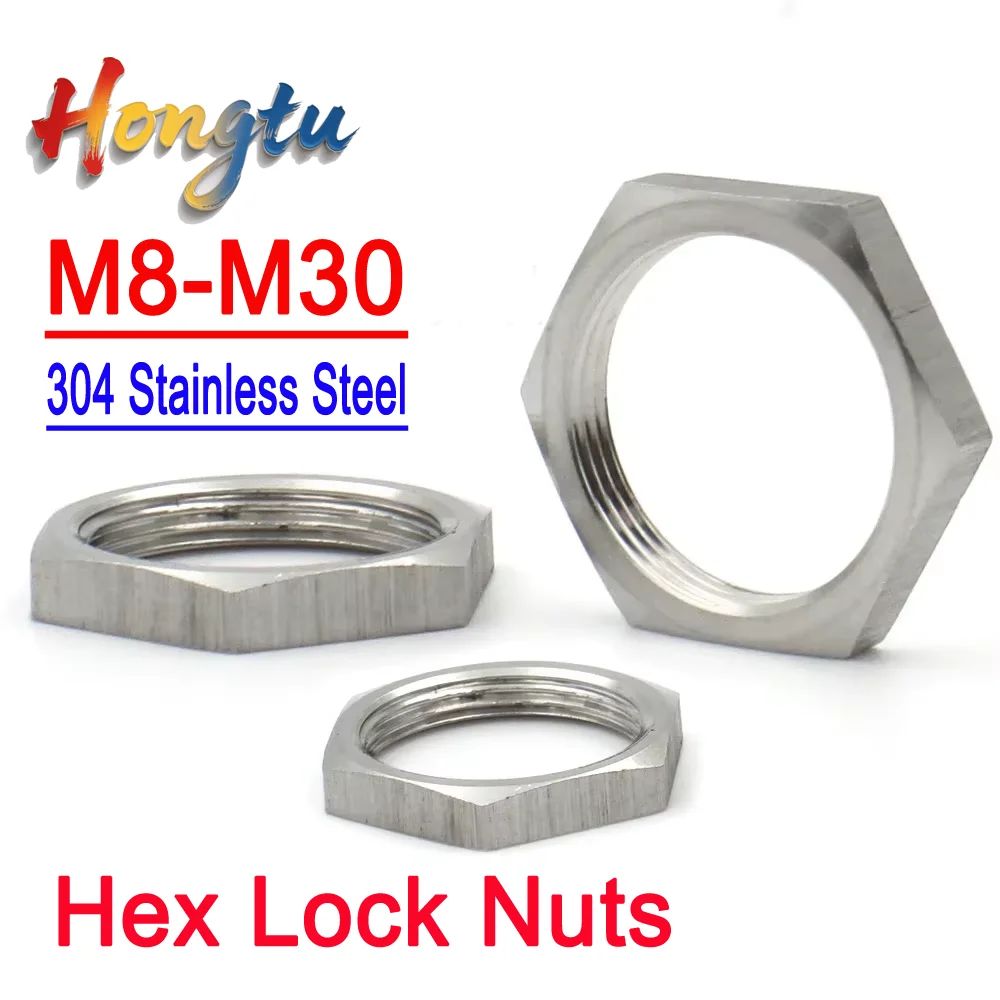 

6/12pcs 304 Stainless Steel Hex Lock Nuts (M8-M30) - Metric Pipe Fittings, Female Pitch 1/1.5mm
