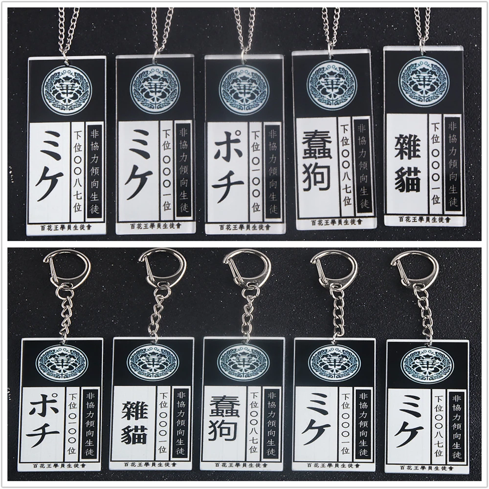 

2021 Anime Kakegurui Yomoduki Runa Cosplay Jabami Yumeko Acrylic ID Card Key Chain Necklace Pendants Keychains Props Jewelry