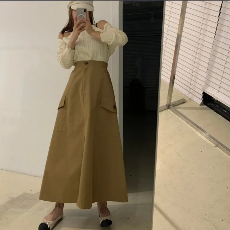 

Early Spring 2026 Faionable A-Line Skirt Women's High Waist Ele Design Korean Sle Versatile Commuter Sle Skirt