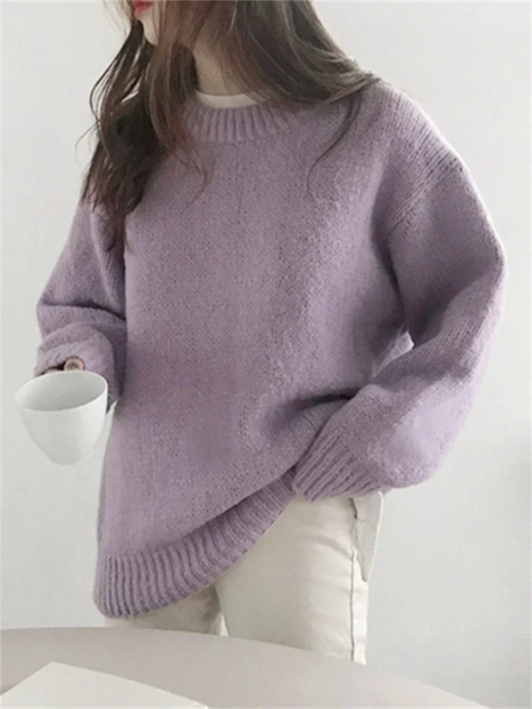 Sweater Women Winter Pullover Girls Sweater Oversize Knitting Tops Vintage Long Sleeve Fall Female Knitted Outerwear Warm Pull