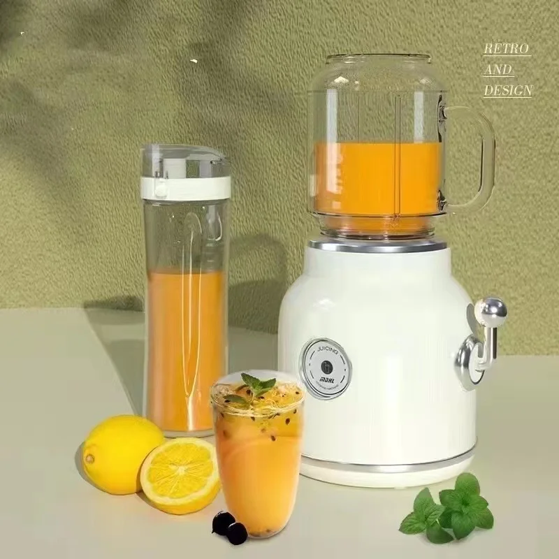 

Mini Blender With Double Cup Retro Shake And Ice Crush Maker Countertop Juice Blender With Stainless Steel Blades