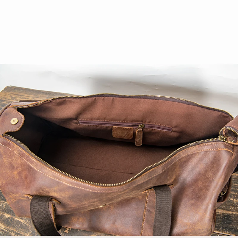 Imagem -05 - Nesitu Highend Grande Vintage Marrom Café Couro Genuíno Bolsas de Viagem dos Homens Ombro Mensageiro Ginásio Duffle Bolsa M9029