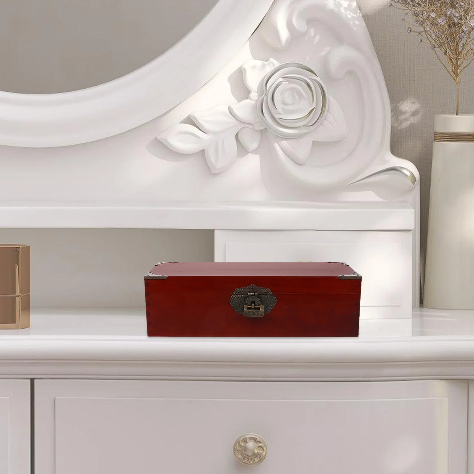 

Wood Storage Box Decorative Wooden Jewelry Organizer Case Small Keepsake Box for Rings Earrings Necklaces Bracelets Trinket