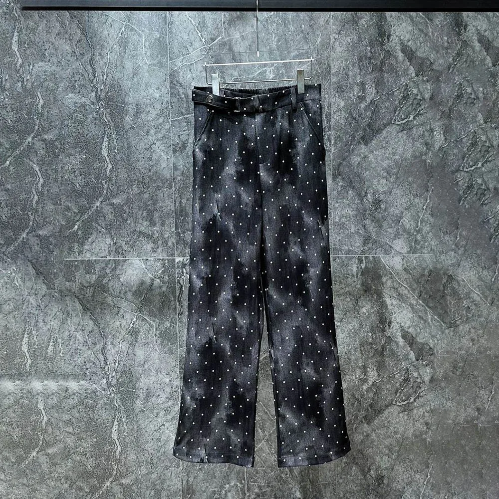 Mens Autumn Trousers Polka Dot Tie-Dye Casual Pant Streetwear Fashion Contrast Color Stage Performance Straight Pants Men'S Wear