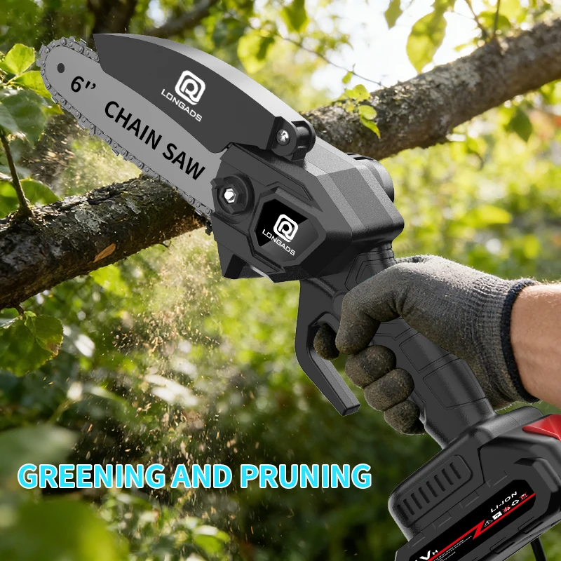For Quick Pruning of Tree Branches in Homes And Gardens 6-Inch Mini Chainsaw, Adjustable Chain, Safety Lock, Equipped with Rechargeable Battery, Chain And Storage Box