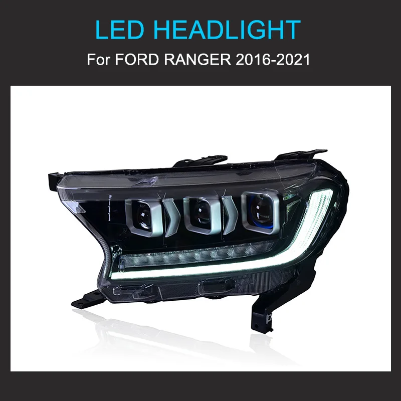 1 زوج LED مجموعة مصابيح أمامية لفورد رينجر 2016-2021 المصباح التوصيل والتشغيل مع LED DRL الديناميكية تحول مصابيح أمامية