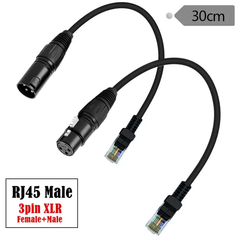 30cm Canon XLR 3-Core Male And Female to RJ45 Male/Female With Ears Audio Cable Suitable For DMX-CON Controller Series LED RGB