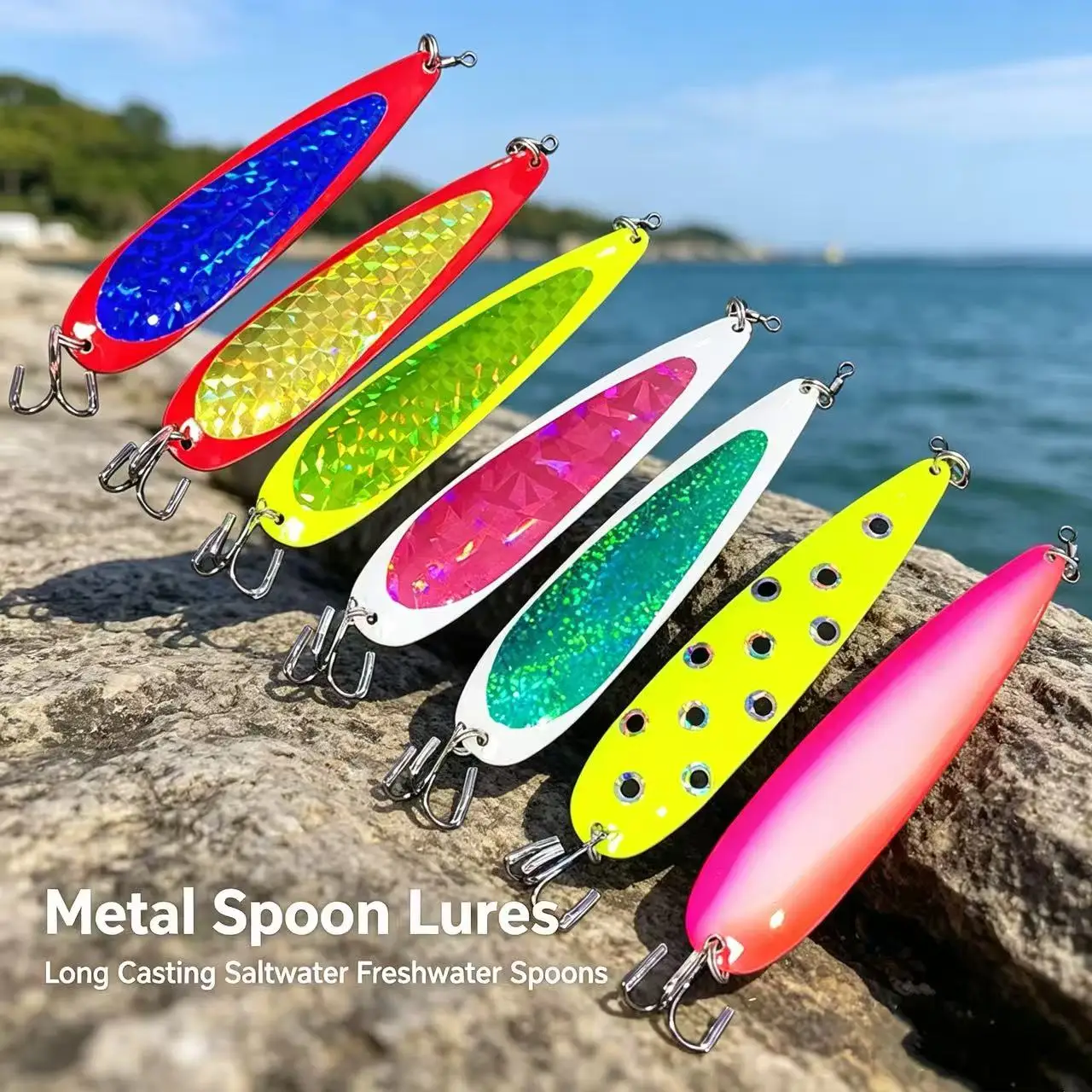 12cm/19g Fishing Lures Metal Trolling Spoon with Swivels Fla