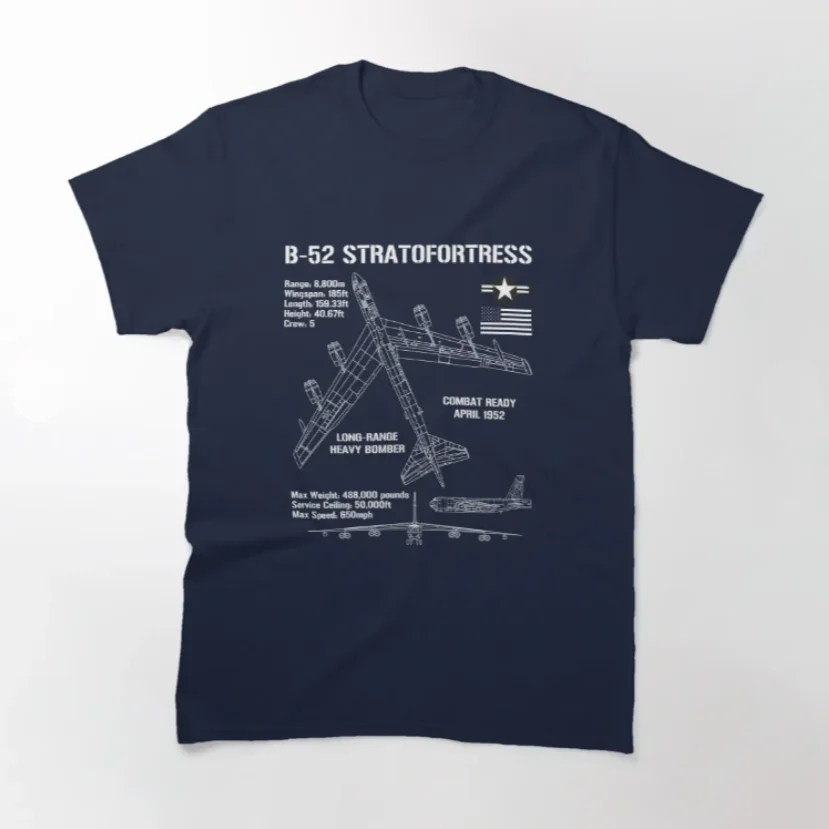 US Air Force B-52 Stratofortress Specs Military Aircraft T-Shirt 100% Cotton O-Neck Short Sleeve Casual Mens T-shirt Size S-3XL