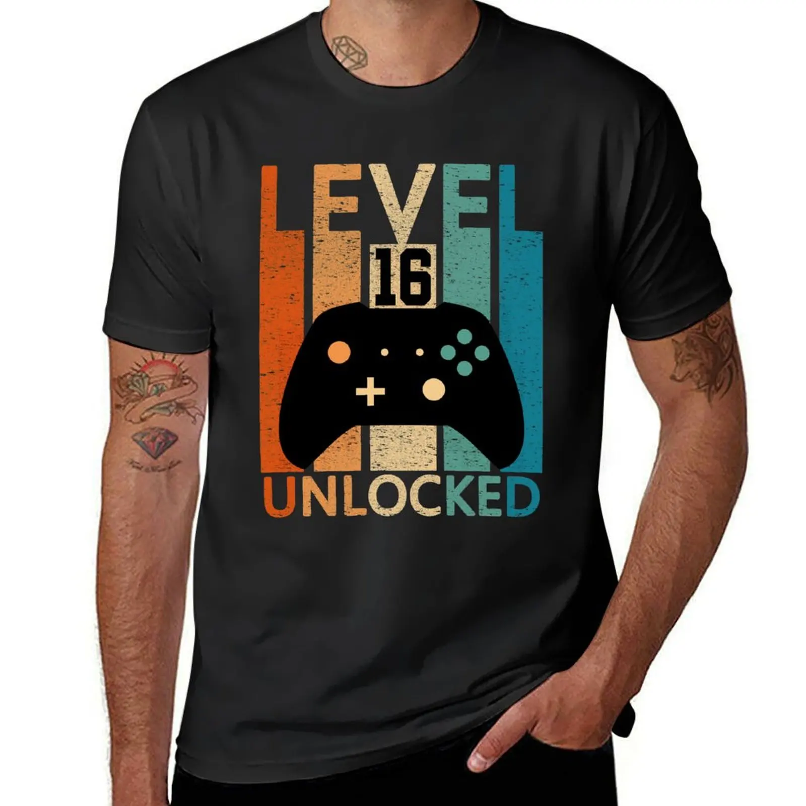 

Level 16 unlocked funny 16th birthday gamer gift T-Shirt plus size tops cute tops oversizeds t shirt men