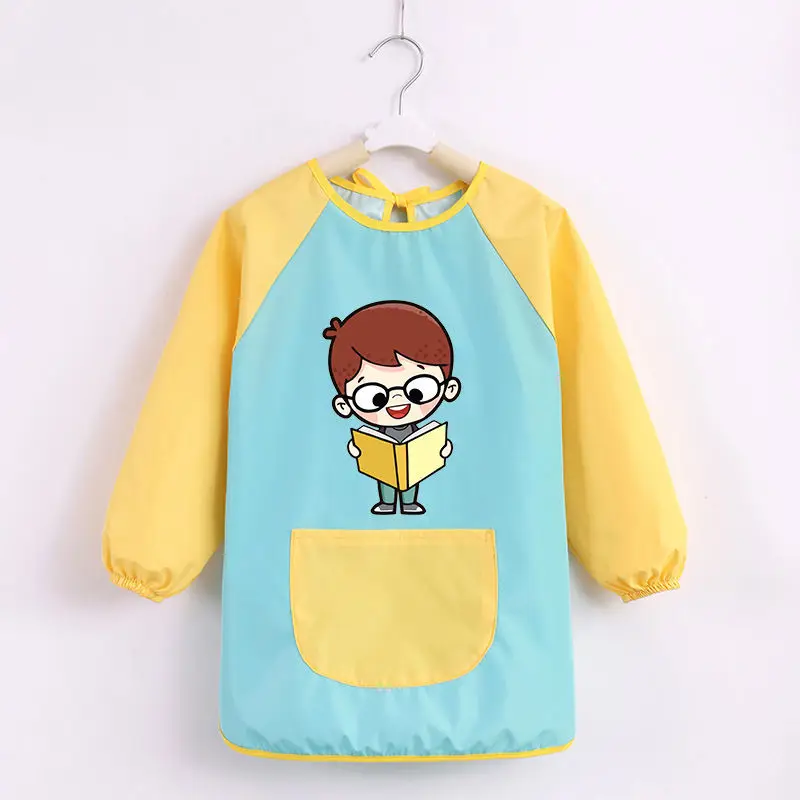 Custom Aprons for Kids Waterproof Long Sleeve Art Painting Smocks with Hood and Pockets for Kindergarten Boys and Girls